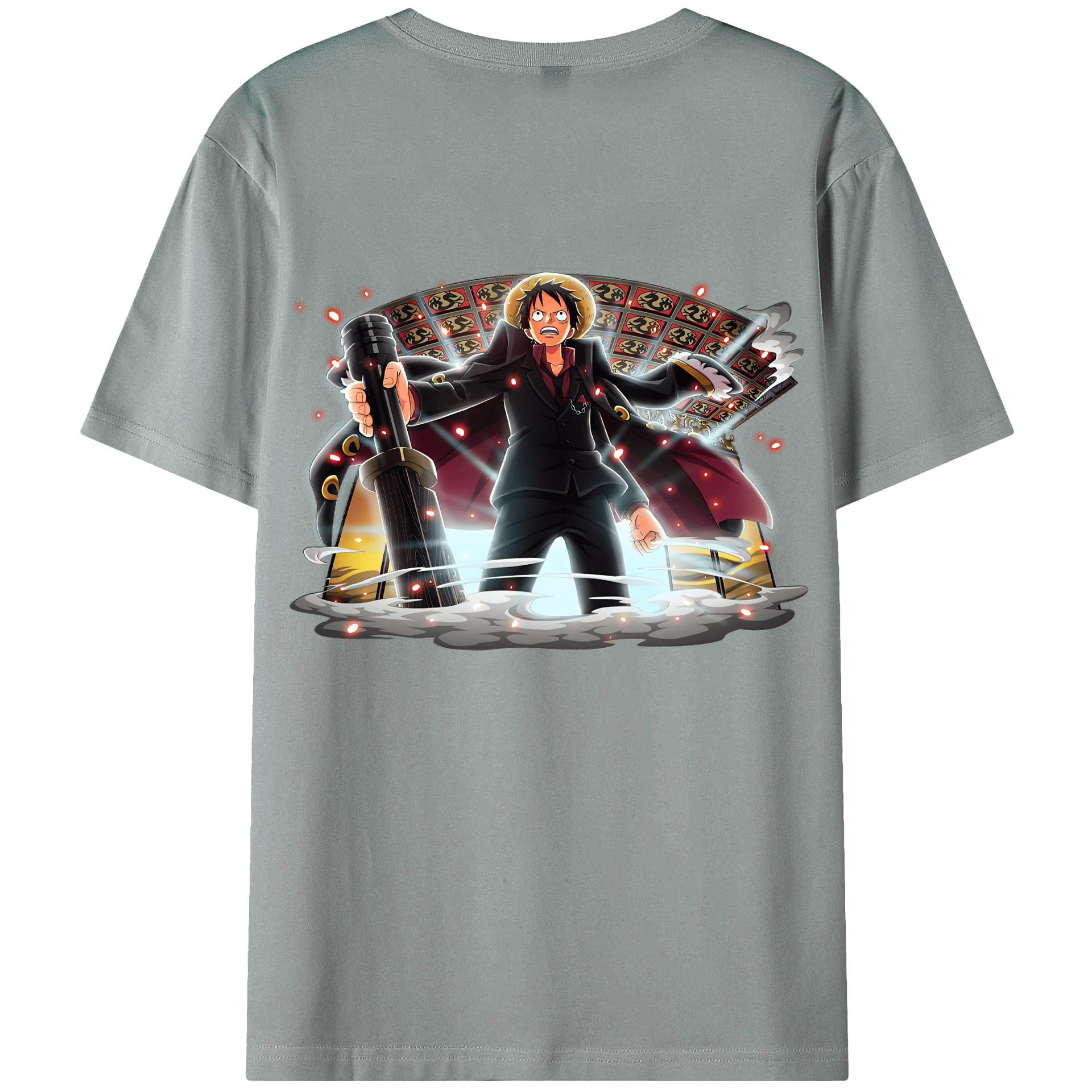 （画像用） ワンピース モンキー・D・ルフィ ONE PIECE Monkey D. Luffy 綿100％ メンズ半袖Tシャツ（バックプリント） 通気性